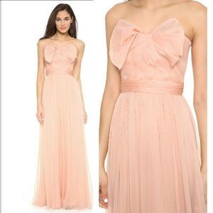Marchesa Notte Organza Bow Strapless Maxi Dress 12